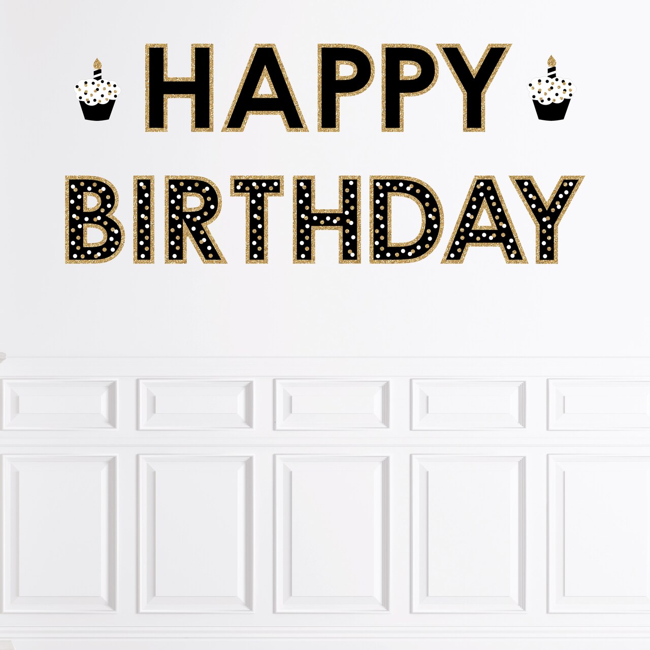 Big Dot of Happiness Adult Happy Birthday - Gold - Peel and Stick Birthday Party Large Banner Wall Decals - Happy Birthday